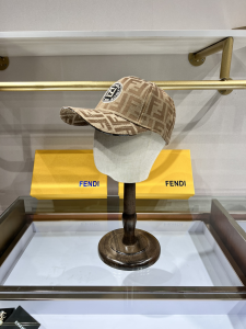 Fendi Beige FF Jacquard Canvas Baseball Hat 
