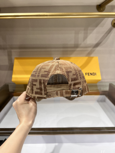 Replica Womens Hats Fendi Beige FF Jacquard Canvas Baseball Hat A190PP80 AA179534
