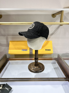 Fendi Black FF Jacquard Canvas Baseball Hat 