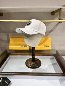 Fendi White FF Jacquard Canvas Baseball Hat 