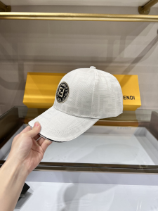 Replica Womens Hats Fendi White FF Jacquard Canvas Baseball Hat A190PP80 AA179535