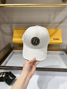 Replica Womens Hats Fendi White FF Jacquard Canvas Baseball Hat A190PP80 AA179535