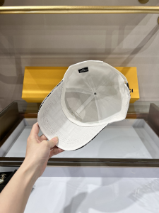 Replica Womens Hats Fendi White FF Jacquard Canvas Baseball Hat A190PP80 AA179535