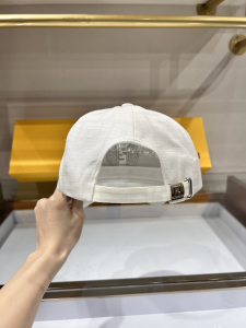 Replica Womens Hats Fendi White FF Jacquard Canvas Baseball Hat A190PP80 AA179535