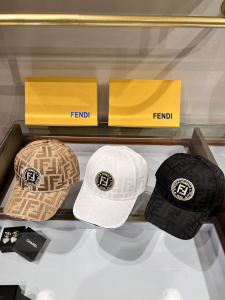 Replica Womens Hats Fendi White FF Jacquard Canvas Baseball Hat A190PP80 AA179535