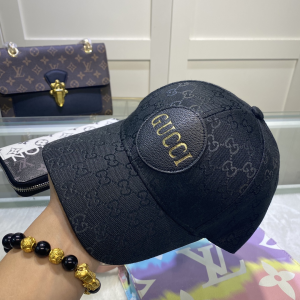 Replica Womens Hats Gucci Black GG Supreme Canvas Cap Hat A144PP50 AA179248