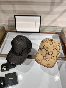 Replica Womens Hats Gucci Jumbo GG Canvas Baseball Cap Hat Beige A190PP85 AA179501