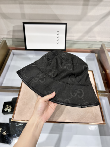 Replica Womens Hats Gucci Jumbo GG Canvas Bucket Hat Black A190PP85 AA179503