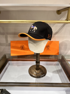 Hermes Black Canvas Baseball Hat 