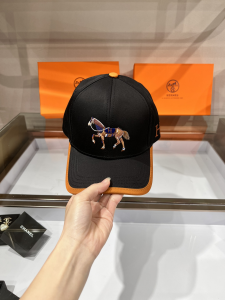 Replica Womens Hats Hermes Black Canvas Baseball Hat A190PP85 AA179540
