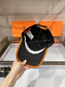 Replica Womens Hats Hermes Black Canvas Baseball Hat A190PP85 AA179540