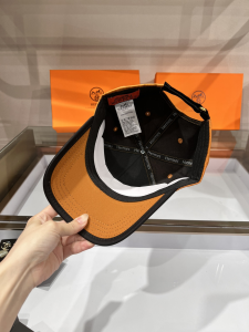 Replica Womens Hats Hermes Orange Canvas Baseball Hat A190PP85 AA179541