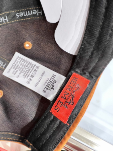 Replica Womens Hats Hermes Orange Canvas Baseball Hat A190PP85 AA179541