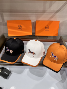 Replica Womens Hats Hermes Orange Canvas Baseball Hat A190PP85 AA179541