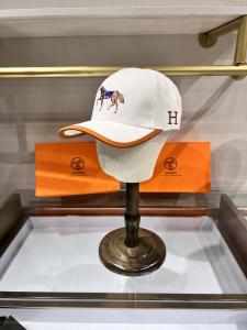 Hermes White Canvas Baseball Hat 