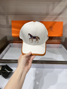 Replica Womens Hats Hermes White Canvas Baseball Hat A190PP85 AA179542