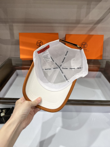 Replica Womens Hats Hermes White Canvas Baseball Hat A190PP85 AA179542