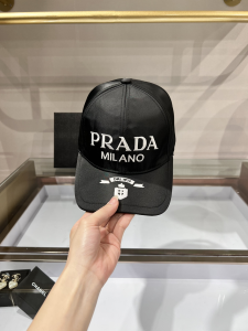 Replica Womens Hats Prada Black Re Nylon Baseball Hat A190PP90 AA179520
