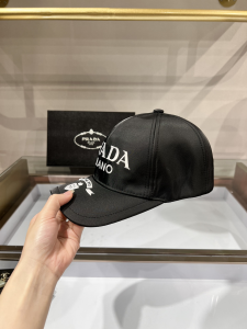 Replica Womens Hats Prada Black Re Nylon Baseball Hat A190PP90 AA179520