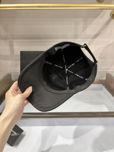 Replica Womens Hats Prada Black Re Nylon Baseball Hat A190PP90 AA179520