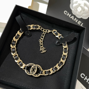 Chanel VIP Chain Leather Choker Necklace 