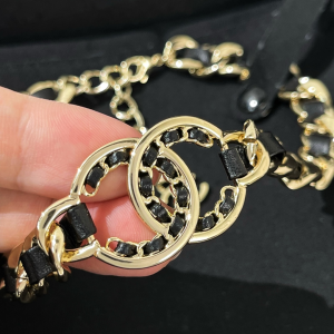 Replica Womens Jewelry Chanel VIP Chain Leather Choker Necklace A62PP280 AA179292