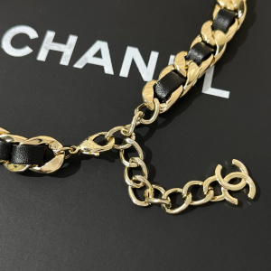 Replica Womens Jewelry Chanel VIP Chain Leather Choker Necklace A62PP280 AA179292