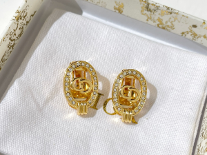 Dior VIP Crystals Gold CD Earrings 
