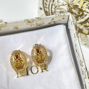 Replica Womens Jewelry Dior VIP Crystals Gold CD Earrings A62PP180 AA179301