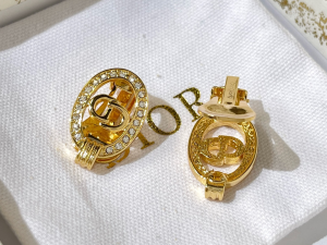 Replica Womens Jewelry Dior VIP Crystals Gold CD Earrings A62PP180 AA179301