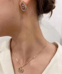 Replica Womens Jewelry Dior VIP Crystals Gold CD Earrings A62PP180 AA179301