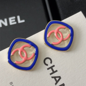 Chanel Oval Pink CC Logo Earrings 