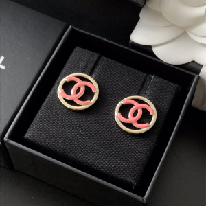 Replica Womens Jewelry Chanel Round Pink CC Logo Earrings A39PP110 AA179571