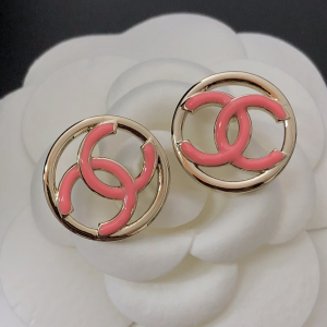 Replica Womens Jewelry Chanel Round Pink CC Logo Earrings A39PP110 AA179571