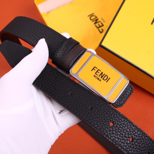 Replica Womens Belts Fendi Black Grained Leather Belt 30MM A175PP240 AA179879