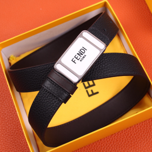 Replica Womens Belts Fendi Black Grained Leather Belt 30MM A175PP240 AA179880