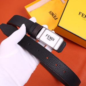 Replica Womens Belts Fendi Black Grained Leather Belt 30MM A175PP240 AA179880