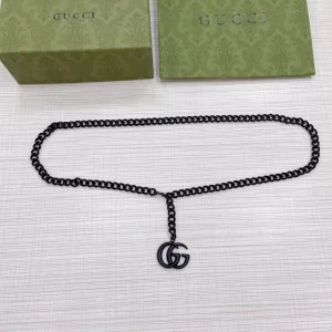 Replica Womens Belts Gucci GG Marmont Chain Belt in Black A175PP240 AA179872