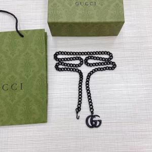 Replica Womens Belts Gucci GG Marmont Chain Belt in Black A175PP240 AA179872