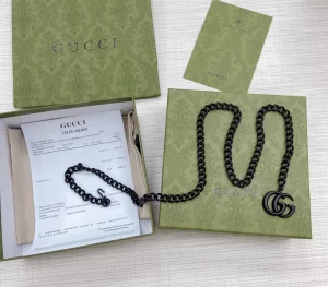 Replica Womens Belts Gucci GG Marmont Chain Belt in Black A175PP240 AA179872