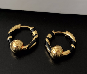 Replica Womens Jewelry Balenciaga Force BB Earrings Gold A39PP120 AA179755