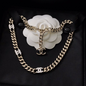 Chanel CC Logo Chain Choker Necklace 