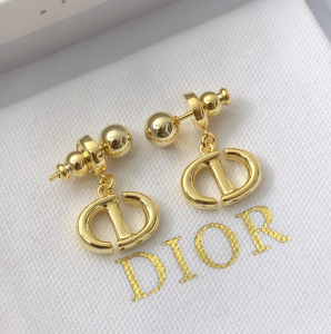 Dior CD Navy Earrings Gold 