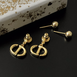 Replica Womens Jewelry Dior CD Navy Earrings Gold A39PP100 AA179752