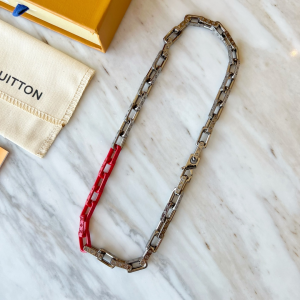 Louis Vuitton Monogram Chain Necklace Red MP3198 