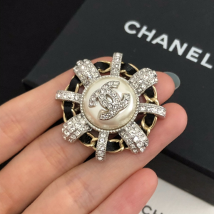 Chanel Crystals CC Brooch 