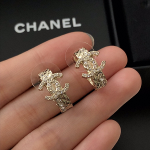 Replica Womens Jewelry Chanel Crystals CC Hoop Earrings Gold A39PP120 AA179932