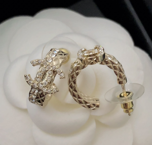 Replica Womens Jewelry Chanel Crystals CC Hoop Earrings Gold A39PP120 AA179932