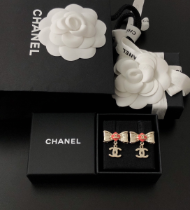 Replica Womens Jewelry Chanel Gold CC Bowknot Earrings A39PP120 AA179923