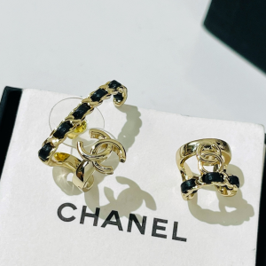 Chanel VIP Gold CC Leather Earrings 